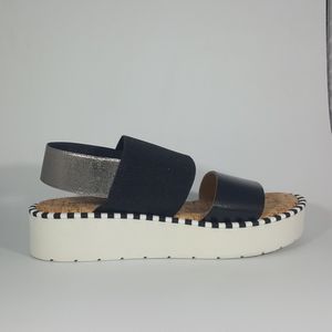 NR Rapisardi Black Two Band Wedge Sandal